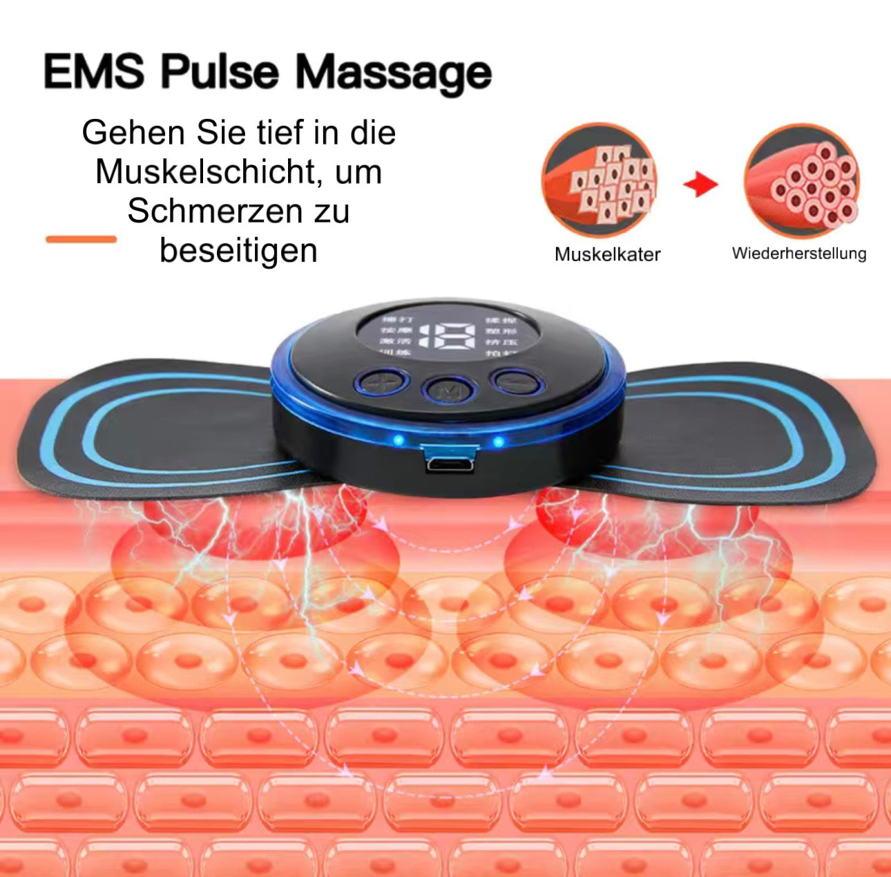 Beky - Massagegerät, Schulter Nacken Massager, Schmerzlinderung der Körpermuskulatur, Mini Zervixmassage, Kabelloses Selbsthaftendes EMS Massagegerät